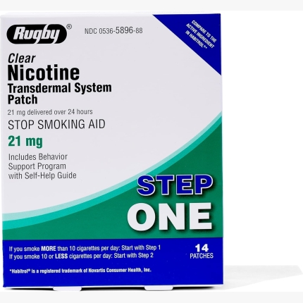 Rugby Clear Nicotine Patches - 7mg Transdermal System Patch - Smoking or Vaping Quitting Aid - Step 3 - (1 Pack)