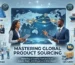 Illustrated diagram of the global product sourcing lifecycle managed by Paramount Distribution, featuring cargo transport, manufacturing, and warehouse logistics